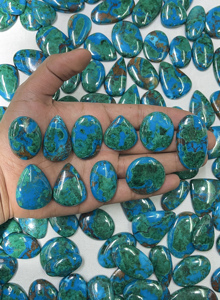 Natural Chrysocolla Loose Gemstones Cabochon Well Polished Flat <b>Back</b> <b>Silver</b> Jewelry Making Green & Blue - Product Image 4