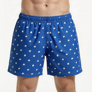 Short de bain pour homme à pois bleus, séchage rapide, taille élastique, décontracté - Product Image 1