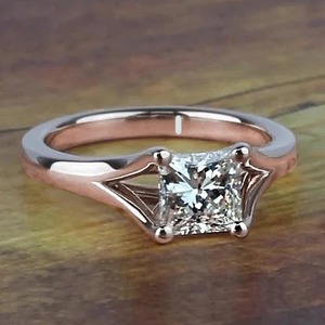 แหวนหมั้นเพชรแท้ทรงปรินเซสคัท 1 กะรัต ทองคำขาว 14K ดีไซน์แยกแหวน - Product Image 3