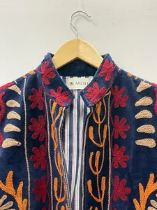 เสื้อแจ็คเก็ตผ้ากำมะหยี่ปักลายซูซานีสไตล์โบฮีเมียนคุณภาพส่งออกสำหรับผู้หญิงฤดูหนาว เสื้อโค้ทกันลมแบบอินเดียสำหรับทุกเพศ - Product Image 2
