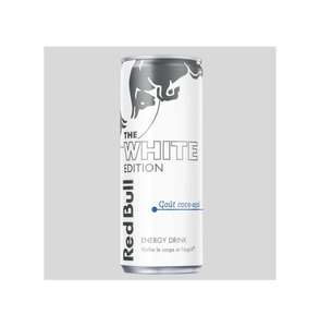 Boisson énergisante Red Bull Coconut Acai Flavor White Edition 24x250ml en canettes, à base d'eau de source alpine pour une fraîcheur pure. - Product Image 2