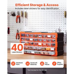 Armoire de rangement en plastique à 40 tiroirs, empilable, pour petites pièces, pour garage, montage mural - Product Image 3