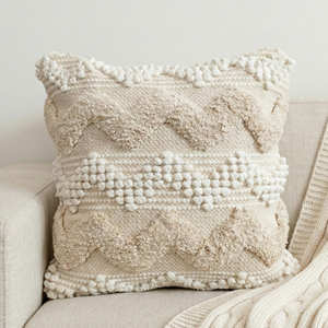Housse de coussin géométrique texturée style bohème, housse de coussin décorative tissée ivoire, coussin d'appoint bohème neutre pour canapé - Product Image 4
