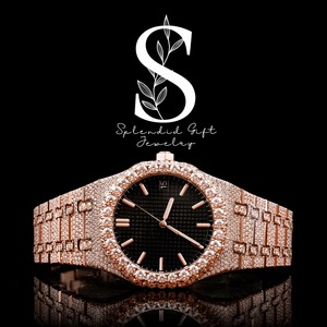 Montre de luxe personnalisée pour homme, entièrement automatique, en acier inoxydable, avec chiffres, sertie de diamants Moissanite. - Product Image 1