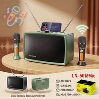 Haut-parleur portable LN-5016MIC avec deux microphones sans fil, 33W, basses puissantes, système audio karaoké rétro TV, vente en gros