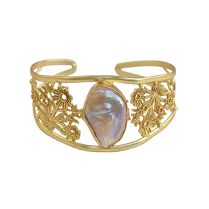 Bracelet manchette fleuri en perles - Product Image 3