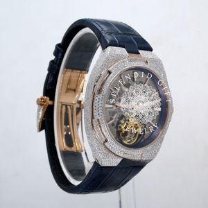 Elegante Reloj de Lujo para Hombre con Caja de Diamantes, Cuarzo Analógico, Cristal de Zafiro, Correa de Moissanita Plateada, Cierre Oculto, Movimiento ETA, 10m - Product Image 4