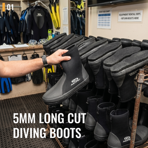 Aropec 5mm Neoprene Waterproof Dive Boots Felt Sole Anti-Slip Black for Diving Snorkeling Rental School OEM/ODM Taiwan - Product Image 2
