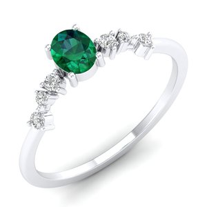 Anillo REYES Exquisito de Plata de Ley 925 con Corte Ovalado y Esmeralda de 0.35Ct, Diseño Elegante, Regalo de Boda con Moissanita, Joyería Fina - Product Image 2