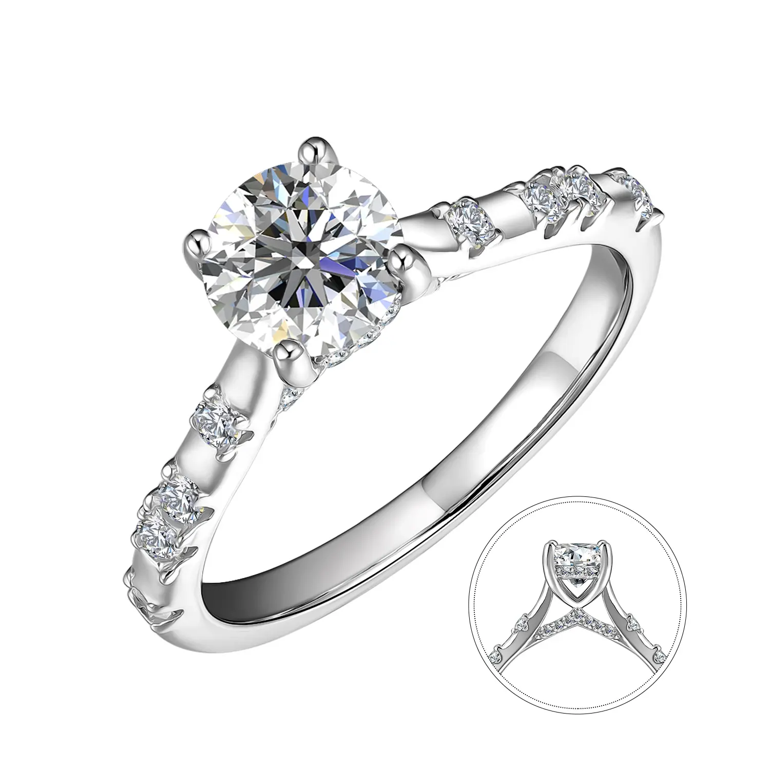 Ideal Cut 1ct - 2ct Lab Grown Gemstone Jewelry 925 Silver Unique Solitaire Wedding Engagement Ring For Women Destiny Jewellery
