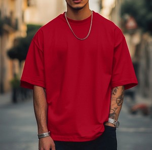 Camiseta Extra Grande para Hombre, Diseño de Dos Tonos con Parches, Estilo Urbano Hip Hop, Camiseta Holgada de Manga Corta a la Moda - Product Image 2