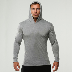 Fabricante suministro personalizado verano 100% algodón manga larga Fitness deportes hombres Tops gimnasio Sudadera con capucha bordado araña ropa de invierno - Product Image 3