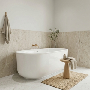 Bañera independiente modelo FW-3303, diseño clásico y duradero, fabricada con material acrílico premium, reforzada con fibra de vidrio y resina. - Product Image 6