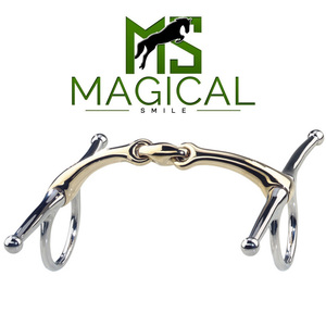 Mors de cheval sur mesure de haute qualité, double articulation, joues pleines, Aurigan 16MM, en argent allemand et acier inoxydable, joues de 50MM - Product Image 5