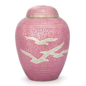 Urnes funéraires en laiton de haute qualité pour adultes, avec gravure, finition en étain et émail rose, pour cendres humaines. - Product Image 2