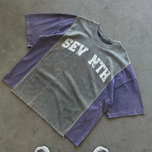 เสื้อยืดโอเวอร์ไซส์บล็อกสีสำหรับผู้ชาย พิมพ์ลายตัวอักษร สไตล์ลำลอง สตรีทแวร์ ทรงหลวม ผ้าฝ้าย แฟชั่นฤดูร้อนสุดเทรนด์ - Product Image 4