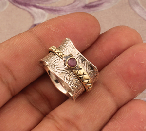 Luxury Natural Red <b>Garnet</b> Band <b>Ring</b> Elegant 925 Sterling <b>Silver</b> Gold Plated Statement Jewelry High-Quality Genuine <b>Garnet</b> Band - Product Image 1