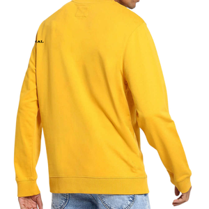 Sweat-shirt à col rond jaune pour homme, coupe classique, couleur unie, tricoté, manches longues, style streetwear - Product Image 4