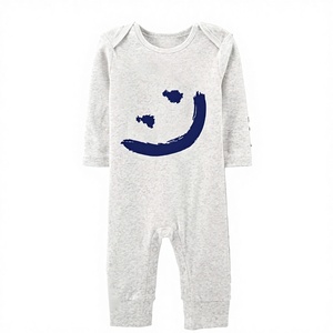 ชุดรอมเปอร์เด็กแรกเกิดผ้าฝ้ายออร์แกนิค แขนสั้น ยูนิเซ็กซ์ สำหรับฤดูร้อน ติดกระดุมแป๊ก สีตามสั่ง ชุดบอดี้สูทแบบจั๊มสูท MOQ ต่ำ ผลิตในอินเดีย - Product Image 1