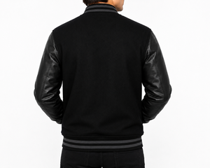 Dumela Custom Black <b>Varsity</b> <b>Bomber</b> <b>Jacket</b> <b>Men</b> Embroidered Regular Fit Winter Outerwear Windproof OEM Service - Product Image 5