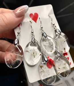 Real Dandelion Seed Resin Drop <b>Earrings</b> Sterling Silver Trendy Make a Wish Jewelry Handmade Nature Inspired Gift for Women - Product Image 3