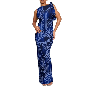 Customized Big Size Women Tie-Up Sleeveless Long Dress Samoan Bodycon Lace up Stacked Evening <b>Wrap</b> Dress - Product Image 2