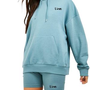 Crop Top Hoodie Short Jogger Outfits Ropa de mujer Sudadera con capucha recortada y pantalones cortos Conjunto 100% de algodón personalizado para mujer Conjunto informal para mujer - Product Image 1