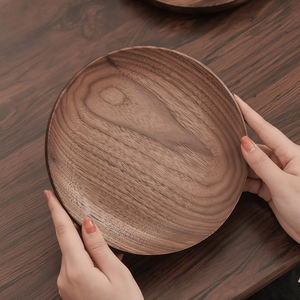 Plato de Madera Natural, Bandeja Redonda Minimalista para Servir, Estilo Artesanal, Decoración Ecológica para Cocina - Product Image 6