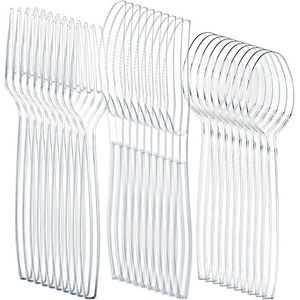 Liacere Set di Posate in Plastica Trasparente Senza BPA per Uso Intensivo, 360 Pezzi (150 Forchette, 150 Cucchiai, 60 Coltelli), Kit Monouso Resistente al Calore per Feste - Product Image 1