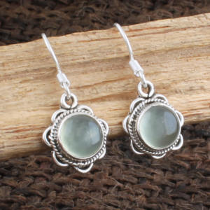 Pendientes de Prehnita Natural al por Mayor, Pendientes Redondos de Plata de Ley 925 con Piedras Preciosas para Mujer, Joyería Fina, Regalo, Fabricante - Product Image 3