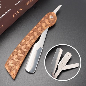 Professional <b>Men</b> Kit Straight Edge Single Blade Disposable Barber <b>Razor</b> Stainless Steel Blade Wooden Handle ANAAIF ENTERPRISES - Product Image 4