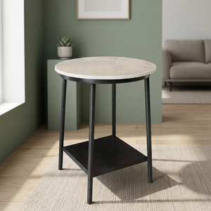 Low Price Iron Side <b>Table</b> for Tea Living Room Saving Space Black Metal Four Leg Round Wooden Top Customized for Homeware - Product Image 1