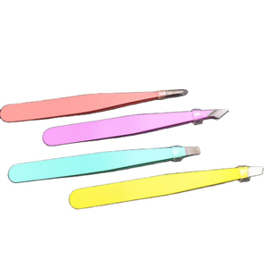 Custom Logo Stainless Steel Slant Tip Eyebrow Tweezers OEM Precision Grooming Beauty Dressing <b>Tool</b> Straight Tip Option - Product Image 1