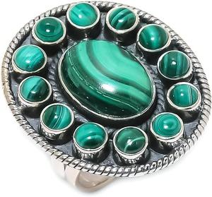 Bague tendance en argent sterling 925 massif, sertie d'un cabochon de pierre précieuse turquoise, design artisanal - Product Image 1