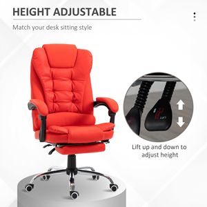 Sedia da Ufficio Direzionale Reclinabile con Schienale Alto, Base in Nylon, Braccioli e Poggiapiedi, Certificata BIFMA, Sedia Girevole Rossa - Product Image 4