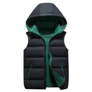 Chaleco acolchado con capucha para hombre, color liso, cortavientos, con cierre de cremallera, informal, de invierno, con relleno de poliéster, sin mangas, de corte regular, en tendencia. - Product Image 6