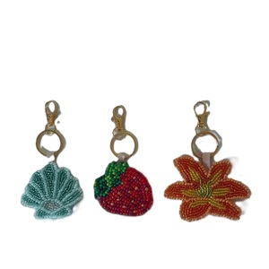 Delicate Seed Bead Embroidery Shell Shape Summer Keychain Vibrant Seed Bead Embroidery Rainbow Design <b>Key</b> Pendant - Product Image 6