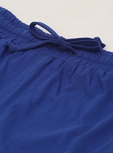 Shorts décontractés pour femmes en maille bleu marine à imprimé floral, avec taille à cordon de serrage et nœud décoratif, séchage rapide - Product Image 6