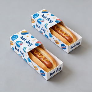 Caja de Papel Biodegradable y Ecológica para Hot Dogs, Hamburguesas y Pollo Frito, con Tapa y Bandeja, Diseño Personalizado - Product Image 2