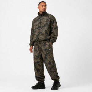 Custom Woodland <b>Camo</b> Men Tracksuit Set Lightweight Zip Up Windbreaker <b>Jacket</b> Loose Jogger Pants Streetwear Wholesale OEM Hoodies - Product Image 5