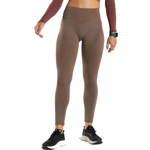 Leggings de Yoga de Cintura Alta, Sin Costuras, Transpirables, de Secado Rápido, Diseño Acanalado, Color Sólido, Elásticos en Cuatro Direcciones, Pantalones Deportivos - Product Image 3