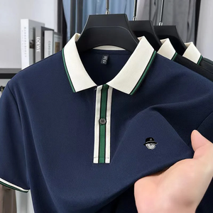 Camisa de Manga Corta para Hombre de Alta Calidad, Transpirable, de Algodón, con Cuello y Botones, Diseño Sólido o Estampado, Ropa Casual de Negocios - Product Image 3