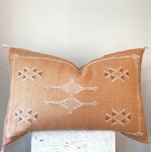 Hot oRANGE Moroccan Cactus <b>Silk</b> <b>Cushion</b> Covers Large Abstract Handmade Pillow Decorative for Home Hotel Use Pure Sabra Pillow - Product Image 1