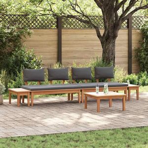 Conjunto de 5 Bancos de Jardín Marrones y Grises con Almacenamiento para Cojines, Colección de Muebles Elegantes para Exteriores - Product Image 1