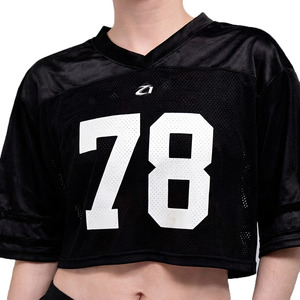 Camiseta Deportiva Corta de Fútbol Americano Personalizada para Mujer, Cuello en V, Malla, Estilo Urbano, Marca Privada, Proveedor de Ropa OEM - Product Image 4