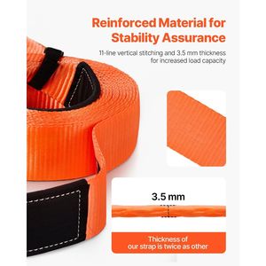 Sangle de remorquage robuste 3 x 30 pieds, kit de récupération, sangle de treuil Tree Saver, boucle triple renforcée, protection pour MBS-36,000 - Product Image 3