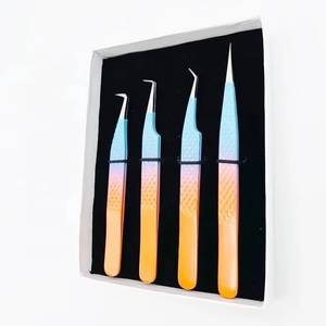Juego de Pinzas Quirúrgicas para Pestañas Morje, Herramientas de Precisión de Acero Inoxidable, Puntas Dentadas/Serradas, 10 mm de Longitud, Degradado Naranja Azul - Product Image 2