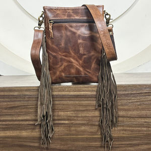 Alta calidad OED moda 2025 diseño de ajedrez a cuadros mujeres Fringe Sling Bag piel de vaca bolso de cuero Lindo bolso elegante - Product Image 5