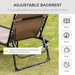Schienale regolabile lettino prendisole portatile pieghevole lettino da campeggio con cuscino rimovibile poltrona reclinabile per Patio giardino spiaggia - Product Image 4