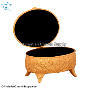 Holy Family Oval <b>Box</b> | Decorative Brass Religious <b>Keepsake</b> <b>Box</b> – Export Corporation - Product Image 2